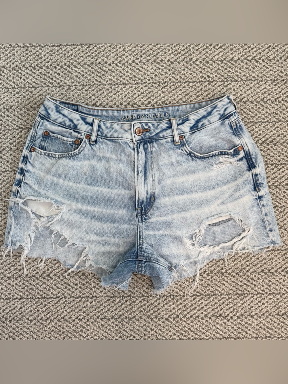 American Eagle Outfitters Light Blue Distressed Denim Shorts